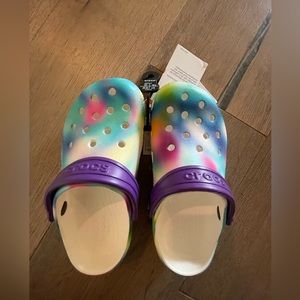 NWT Rainbow tie dye crocs c12
